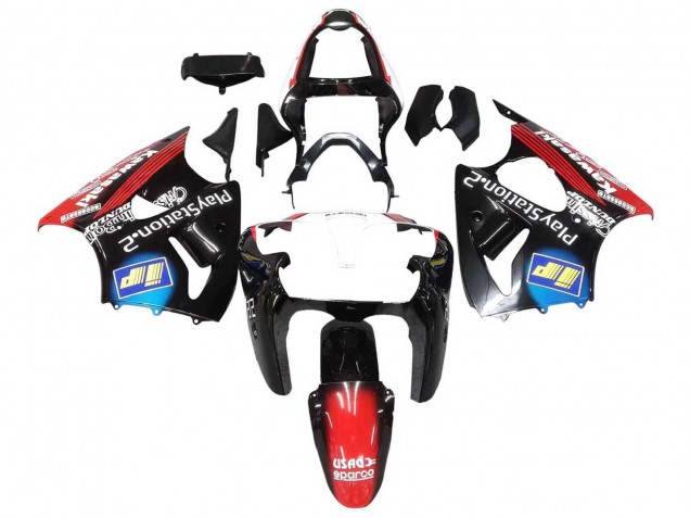 Mejores Carenados Moto Kawasaki ZX6R 2000-2002 - Negro Brillante Rojo Azul Rojo PlayStation 2