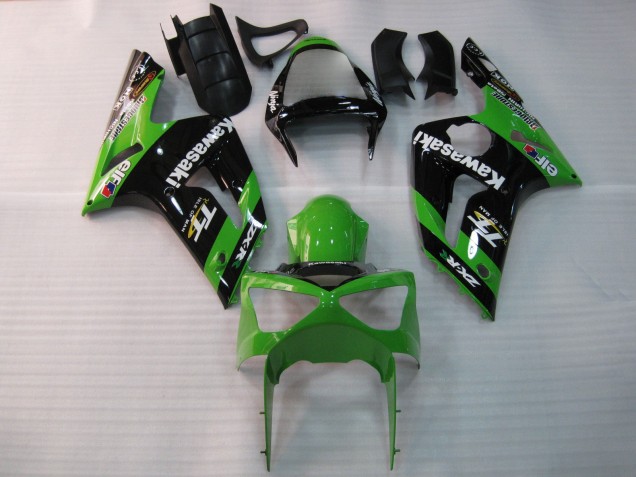 Mejores Carenados Moto Kawasaki ZX6R 2003-2004 - Verde Negro Elf Bridgestone
