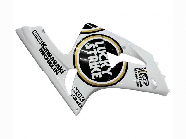 Mejores Carenados Moto Kawasaki ZX6R 2003-2004 - Blanco Negro Motul Lucky Strike