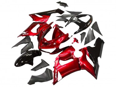 Mejores Carenados Moto Kawasaki ZX6R 2005-2006 - Rojo Negro