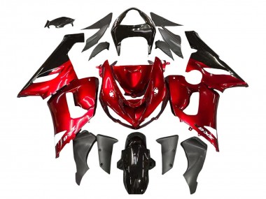Mejores Carenados Moto Kawasaki ZX6R 2005-2006 - Rojo Negro