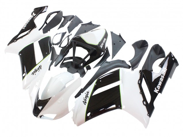 Mejores Carenados Moto Kawasaki ZX6R 2007-2008 - Negro Blanco Ninja