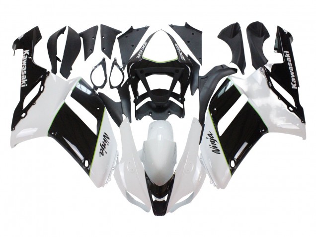 Mejores Carenados Moto Kawasaki ZX6R 2007-2008 - Negro Blanco Ninja