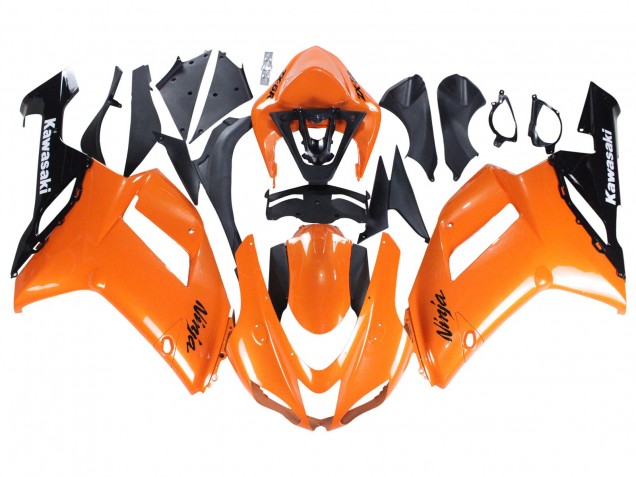 Mejores Carenados Moto Kawasaki ZX6R 2007-2008 - Naranja Negro Ninja