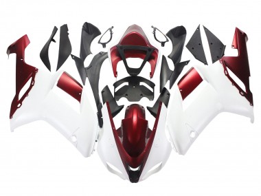 Mejores Carenado Moto Kawasaki ZX6R 2007-2008 - Blanco Rojo