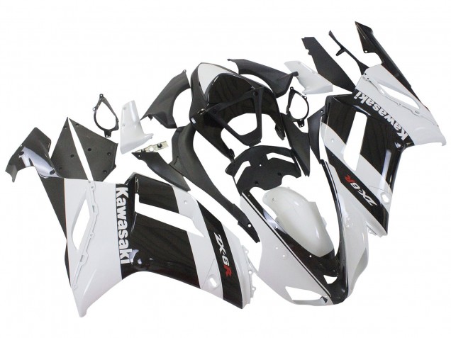 Mejores Carenado Moto Kawasaki ZX6R 2007-2008 - Blanco Negro