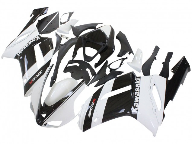 Mejores Carenado Moto Kawasaki ZX6R 2007-2008 - Blanco Negro