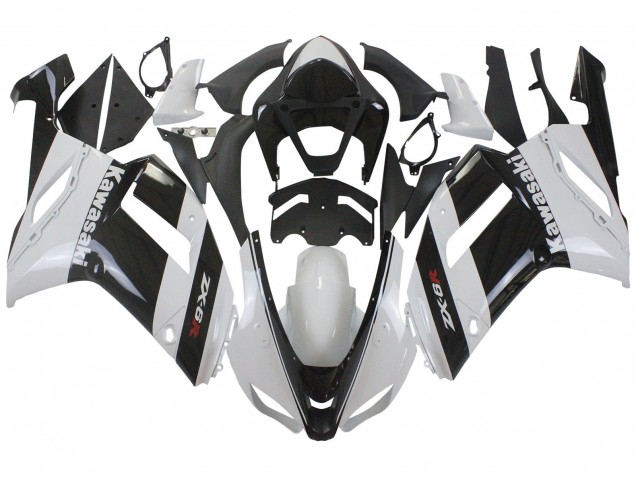Mejores Carenado Moto Kawasaki ZX6R 2007-2008 - Blanco Negro