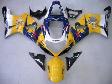 Mejores Carenados Moto Suzuki GSXR1000 2000-2002 - Amarillo Azul Oscuro Blanco Motul Corona