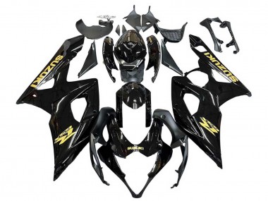 Mejores Carenados Moto Suzuki GSXR 1000 2005-2006 - Negro Brillante Oro Calcomanía