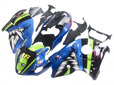 Mejores Carenados Moto Suzuki GSXR 1300 Hayabusa 1996-2007 - Azul Verde Tiburón 46