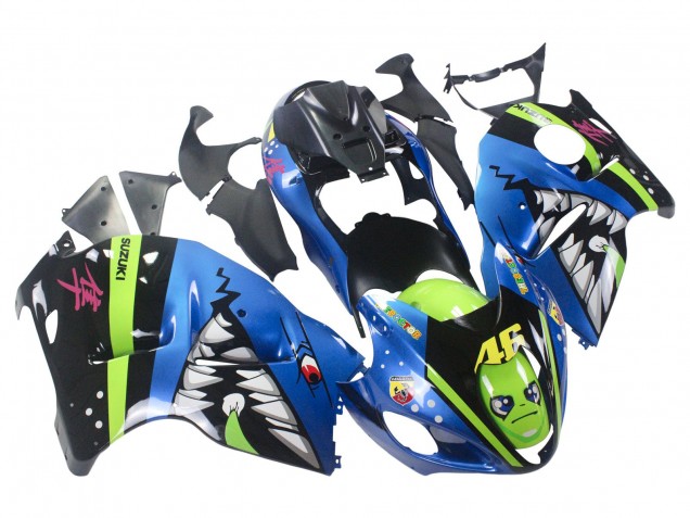 Mejores Carenados Moto Suzuki GSXR 1300 Hayabusa 1996-2007 - Azul Verde Tiburón 46