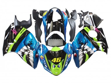 Mejores Carenados Moto Suzuki GSXR 1300 Hayabusa 2008-2020 - Azul Verde Negro Tiburón 46