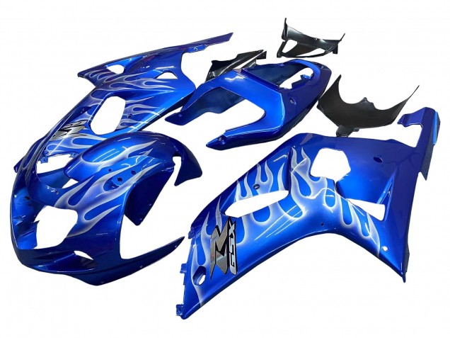 Mejores Carenados Moto Suzuki GSXR 600 / GSXR 750 2001-2003 - Azul Blanco Llama