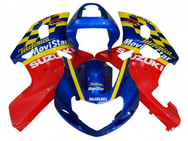 Mejores Carenados Moto Suzuki GSXR 600 / GSXR 750 2001-2003 - Azul Rojo Amarillo