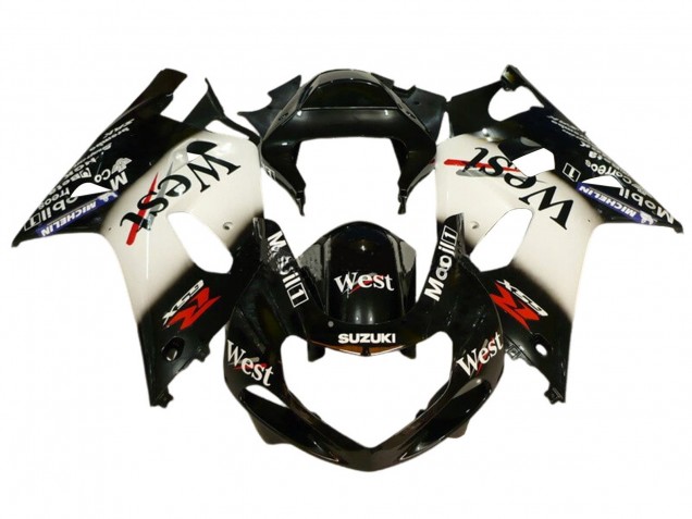 Mejores Carenados Moto Suzuki GSXR 600 / GSXR 750 2001-2003 - Negro Brillante Blanco West Rojo