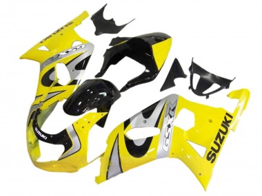 Mejores Kits Carenado Moto Suzuki GSXR 600 / GSXR 750 2001-2003 - Amarillo Plata Negro Brillante