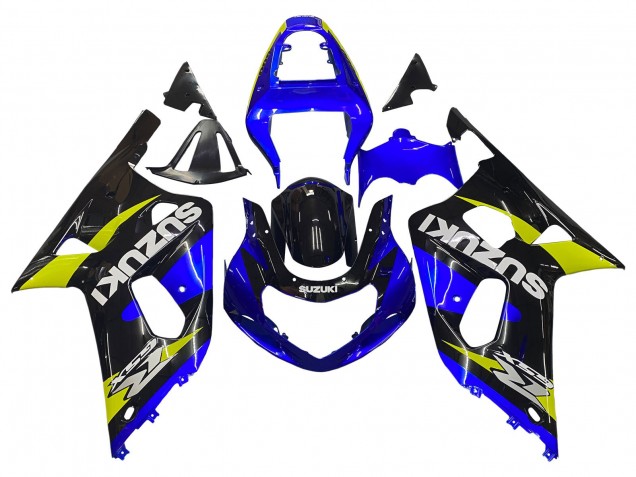 Mejores Carenados Moto Suzuki GSXR 600 / GSXR 750 2001-2003 - Azul Amarillo Negro Brillante