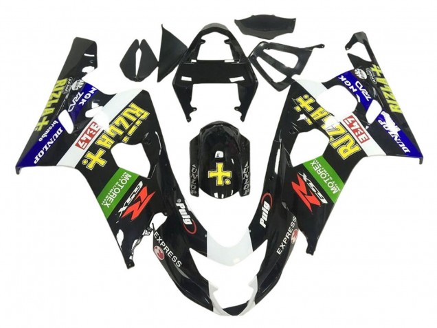 Mejores Carenados Moto Suzuki GSXR 600 / GSXR 750 2001-2003 - Negro Brillante Verde Blanco Amarillo Rizla