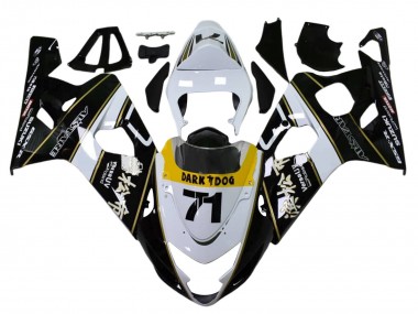 Mejores Carenados Moto Suzuki GSXR 600 / GSXR 750 2004-2005 - Blanco Negro Amarillo Dark Dog 71