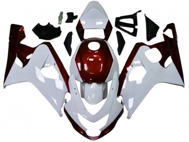 Mejores Carenados Moto Suzuki GSXR 600 / GSXR 750 2004-2005 - Blanco Rojo Caramelo Negro