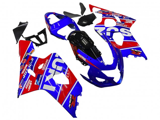 Mejores Carenados Moto Suzuki GSXR 600 / GSXR 750 2004-2005 - Azul Rojo Negro Motul Dunlop