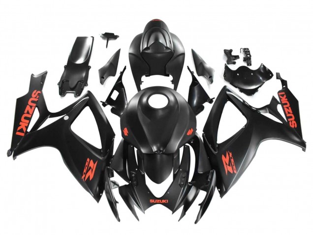 Mejores Carenados Moto Suzuki GSXR 600 / GSXR 750 2004-2005 - Negro Mate Rojo Calcomanía