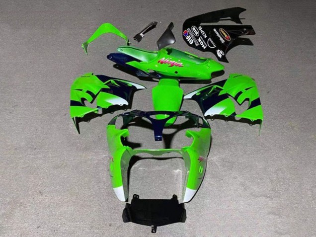 Mejores Carenado Moto Kawasaki ZX9R 2000-2001 - Verde Blanco Negro Brillante