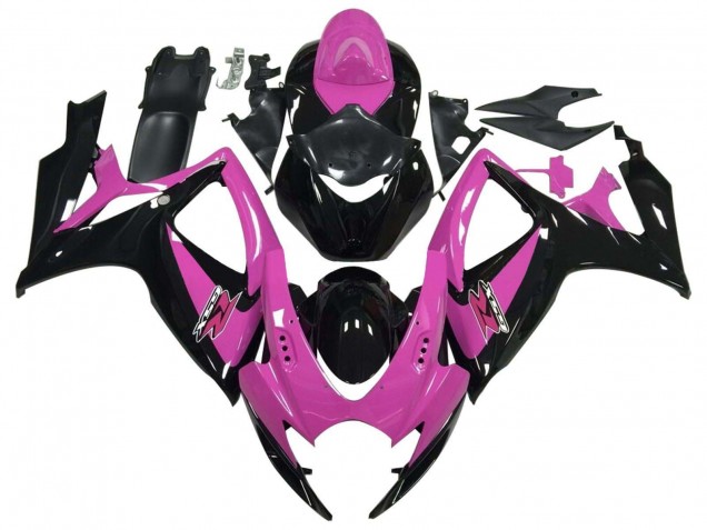 Mejores Carenado Moto Suzuki GSXR 600 / GSXR 750 2006-2007 - Rosa Negro Brillante