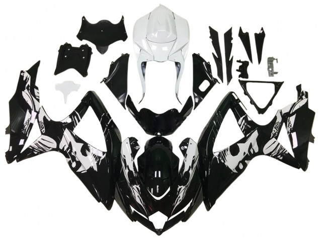 Mejores Carenados Moto Suzuki GSXR 600 / GSXR 750 2006-2007 - Negro Brillante Blanco