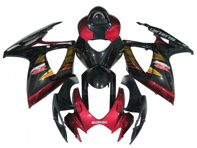 Mejores Carenado Moto Suzuki GSXR 600 / GSXR 750 2006-2007 - Negro Brillante Rojo Oro