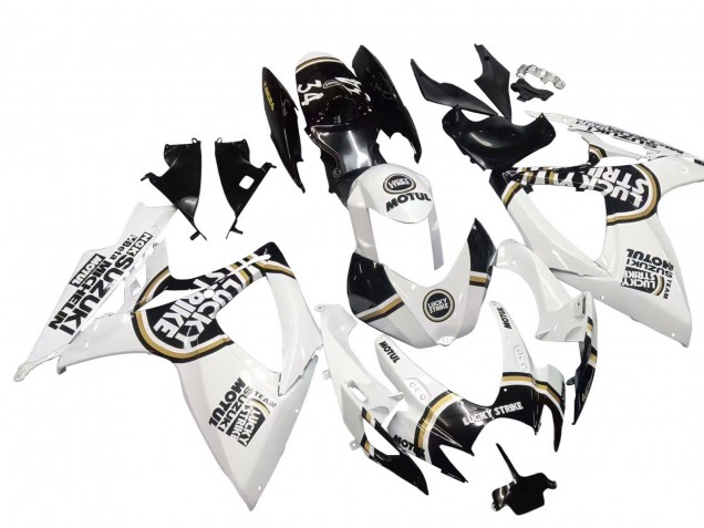 Mejores Carenados Moto Suzuki GSXR 600 / GSXR 750 2006-2007 - Blanco Negro Lucky Strike Motul