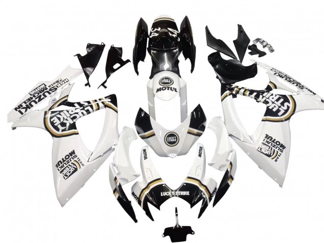 Mejores Carenados Moto Suzuki GSXR 600 / GSXR 750 2006-2007 - Blanco Negro Lucky Strike Motul