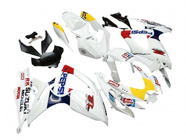 Mejores Carenados Moto Suzuki GSXR 600 / GSXR 750 2006-2007 - Blanco Rojo Amarillo Motul
