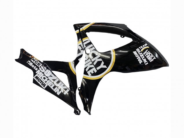 Mejores Carenados Moto Suzuki GSXR 600 / GSXR 750 2006-2007 - Negro Brillante Blanco Motul Lucky Strike