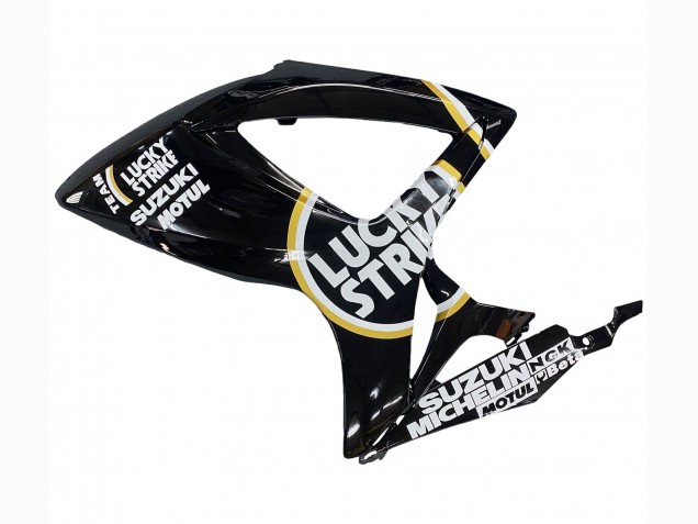 Mejores Carenados Moto Suzuki GSXR 600 / GSXR 750 2006-2007 - Negro Brillante Blanco Motul Lucky Strike