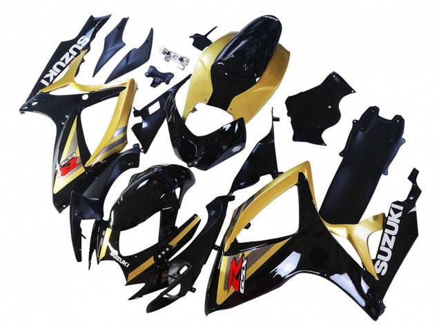 Mejores Carenados Moto Suzuki GSXR 600 / GSXR 750 2006-2007 - Oro Negro Brillante Rojo