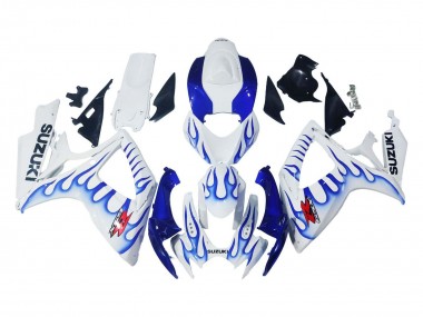 Mejores Carenados Moto Suzuki GSXR 600 / GSXR 750 2006-2007 - Blanco Azul Llama