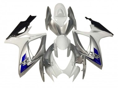 Mejores Carenados Moto Suzuki GSXR 600 / GSXR 750 2006-2007 - Blanco Plata Azul Negro
