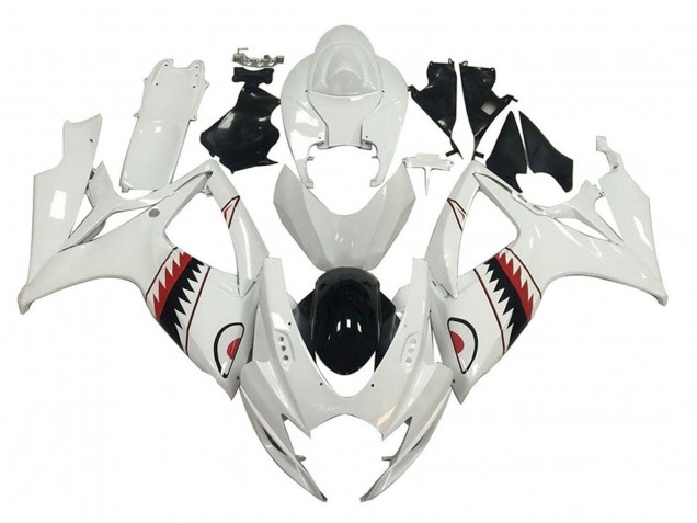 Mejores Carenados Moto Suzuki GSXR 600 / GSXR 750 2006-2007 - Blanco Rojo Negro Tiburón