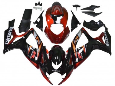 Mejores Carenados Moto Suzuki GSXR 600 / GSXR 750 2006-2007 - Rojo Negro Brillante Naranja
