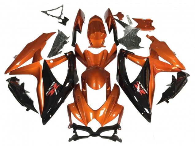 Mejores Carenado Moto Suzuki GSXR 600 / GSXR 750 2008-2010 - Naranja Negro Brillante