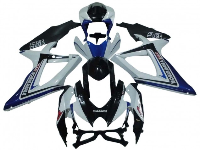 Mejores Carenados Moto Suzuki GSXR 600 / GSXR 750 2008-2010 - Blanco Azul Negro Brillante Alstare