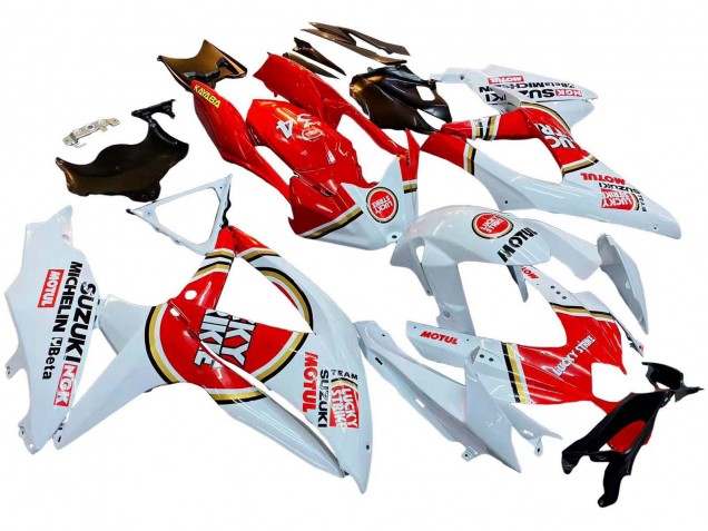 Mejores Carenados Moto Suzuki GSXR 600 / GSXR 750 2008-2010 - Blanco Rojo Motul Lucky Strike