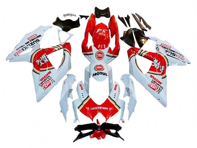 Mejores Carenados Moto Suzuki GSXR 600 / GSXR 750 2008-2010 - Blanco Rojo Motul Lucky Strike