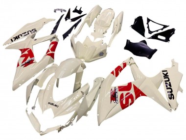 Mejores Carenados Moto Suzuki GSXR 600 / GSXR 750 2008-2010 - Crema Blanco Rojo Negro