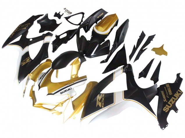 Mejores Carenados Moto Suzuki GSXR 600 / GSXR 750 2008-2010 - Negro Mate Blanco Oro