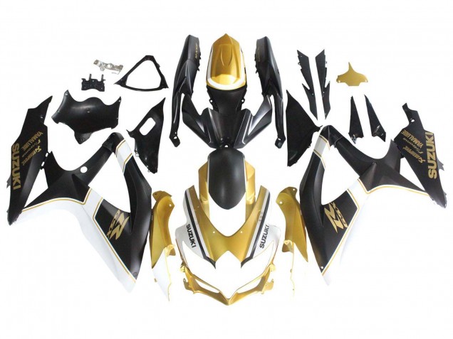 Mejores Carenados Moto Suzuki GSXR 600 / GSXR 750 2008-2010 - Negro Mate Blanco Oro