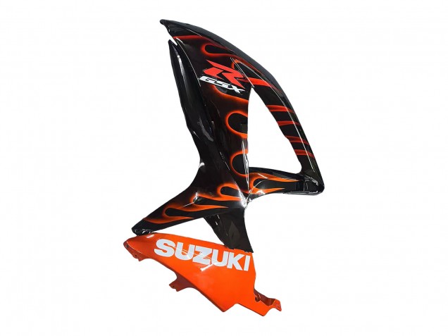 Mejores Carenados Moto Suzuki GSXR 600 / GSXR 750 2008-2010 - Negro Brillante Naranja Llama