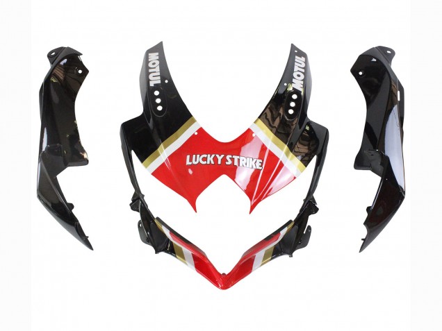 Mejores Carenados Moto Suzuki GSXR 600 / GSXR 750 2008-2010 - Negro Brillante Rojo Blanco Motul Lucky Strike
